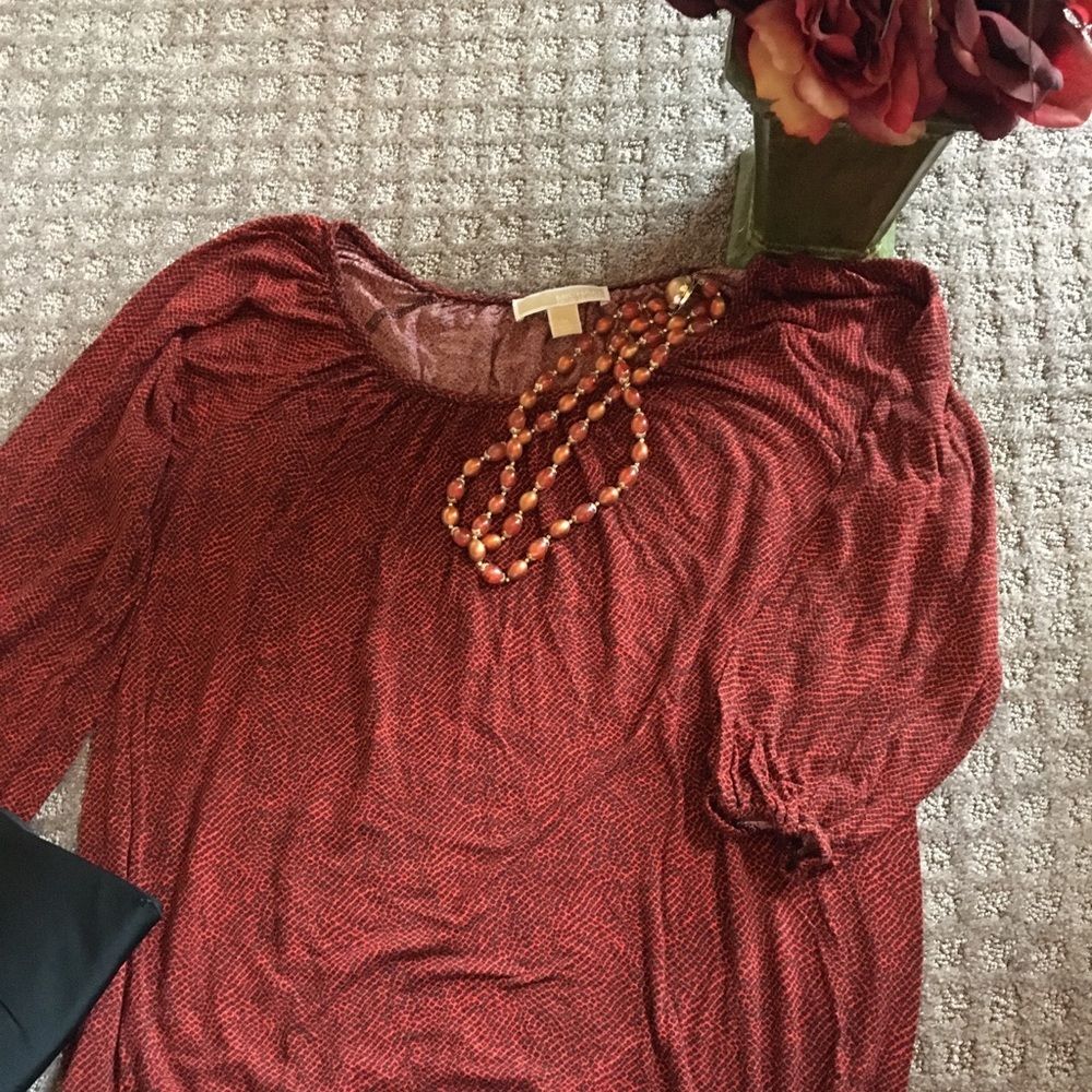 Michael Kors 3/4 Sleeve Print Top Size Medium